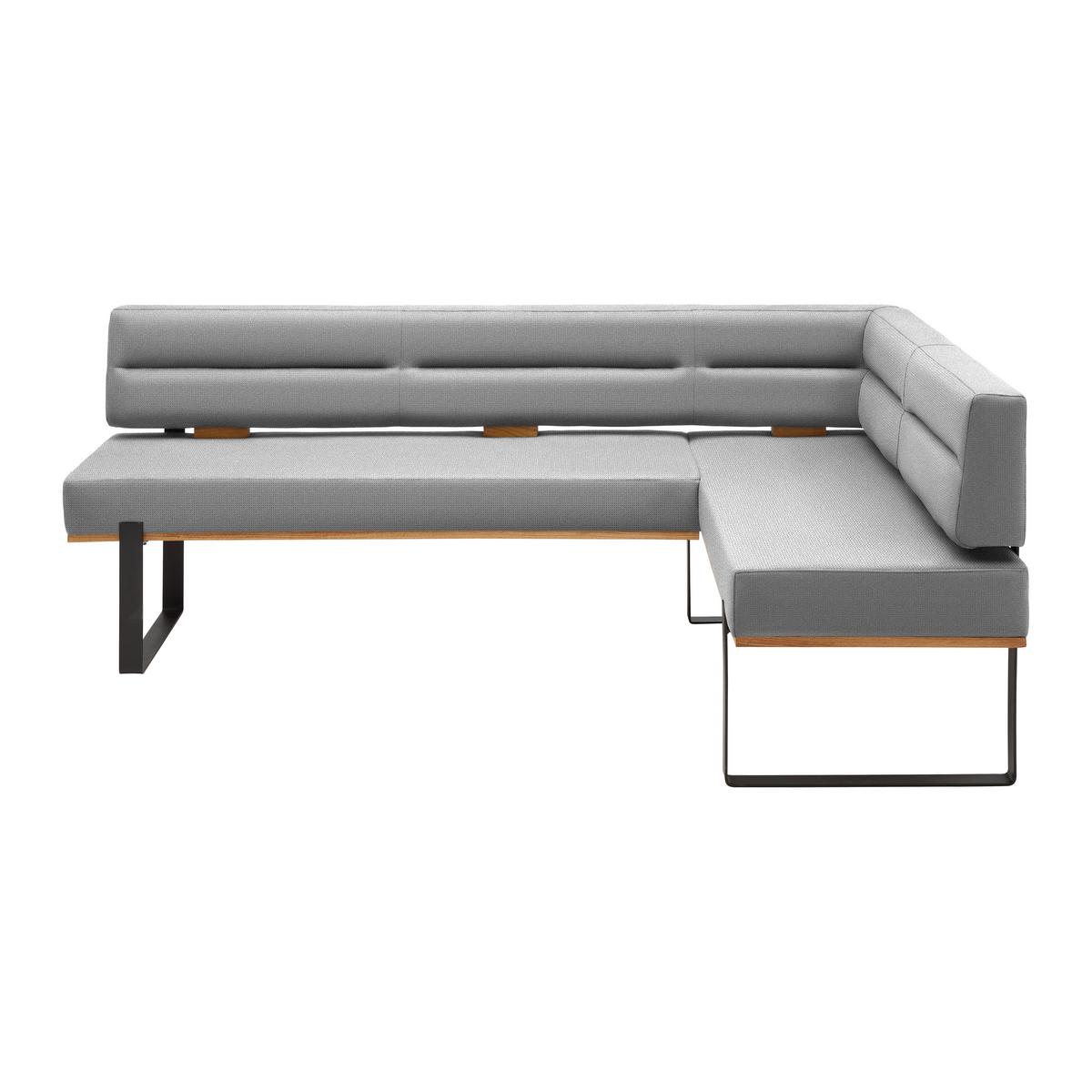 Eckbank Canon LI. in Silberfarben - Silberfarben/Schwarz, KONVENTIONELL, Holz/Textil (220/85/160cm) - Based