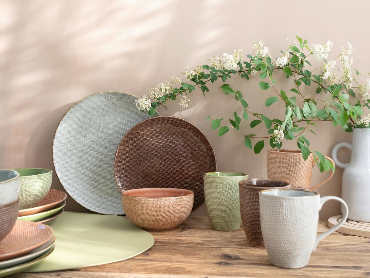Kombiservice Canvas Mediterran, 16-teilig - Creme/Braun, LIFESTYLE, Keramik (34/31,5/33cm) - Creatable