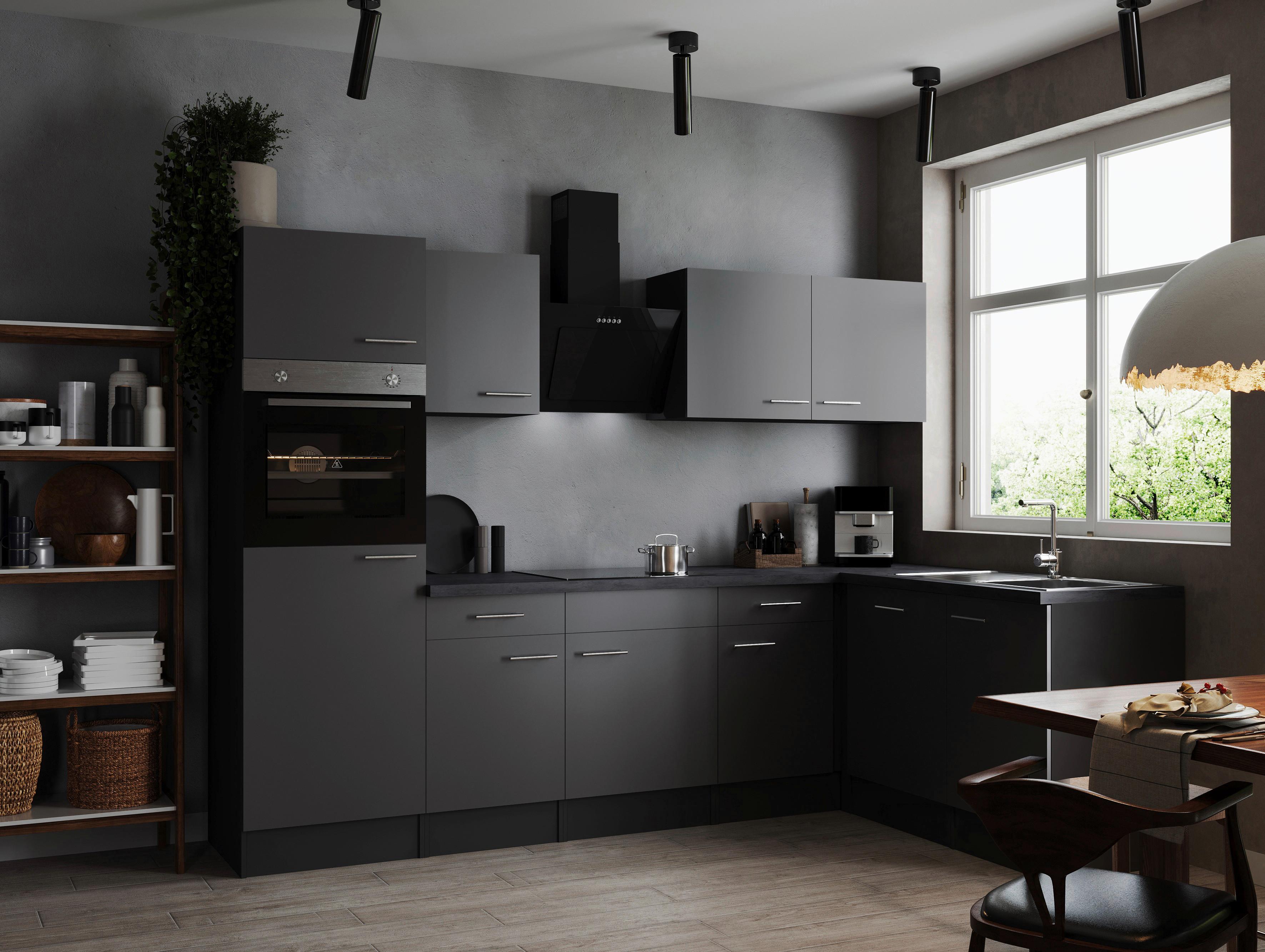 Kotna Kuhinja Z Aparati Oliver, 280x172cm - srebrne barve/siva, Design, kovina/leseni material (280/172cm) - Respekta