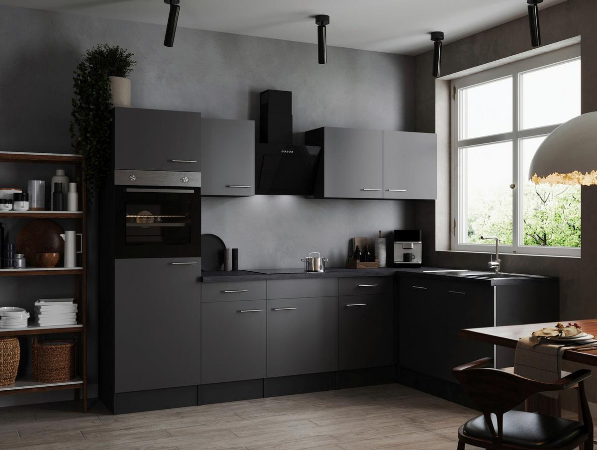 Kotna Kuhinja Z Aparati Oliver, 280x172cm - srebrne barve/siva, Design, kovina/leseni material (280/172cm) - Respekta