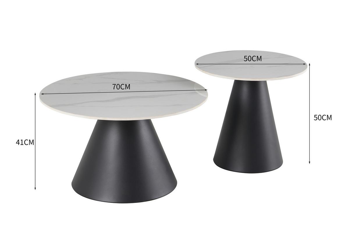 Stolić Preston - bijela visoki sjaj/crna, Moderno, kamen/metal (70/50/70/50/40/46cm) - Modern Living
