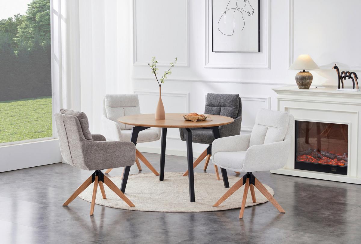 KRZESŁO Z PODŁOKIETNIKAMI MALIK - kolor naturalny/szary, Konventionell, metal/drewno (59/92/63cm) - Livetastic