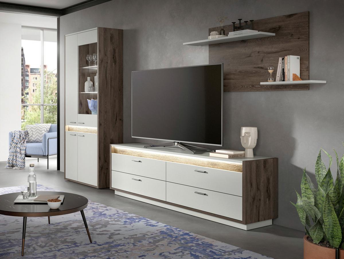Wandboard Falcona Eiche dunkel /Grau ca. 64x135 cm - Design, Holzwerkstoff (64/135/22cm) - MID.YOU