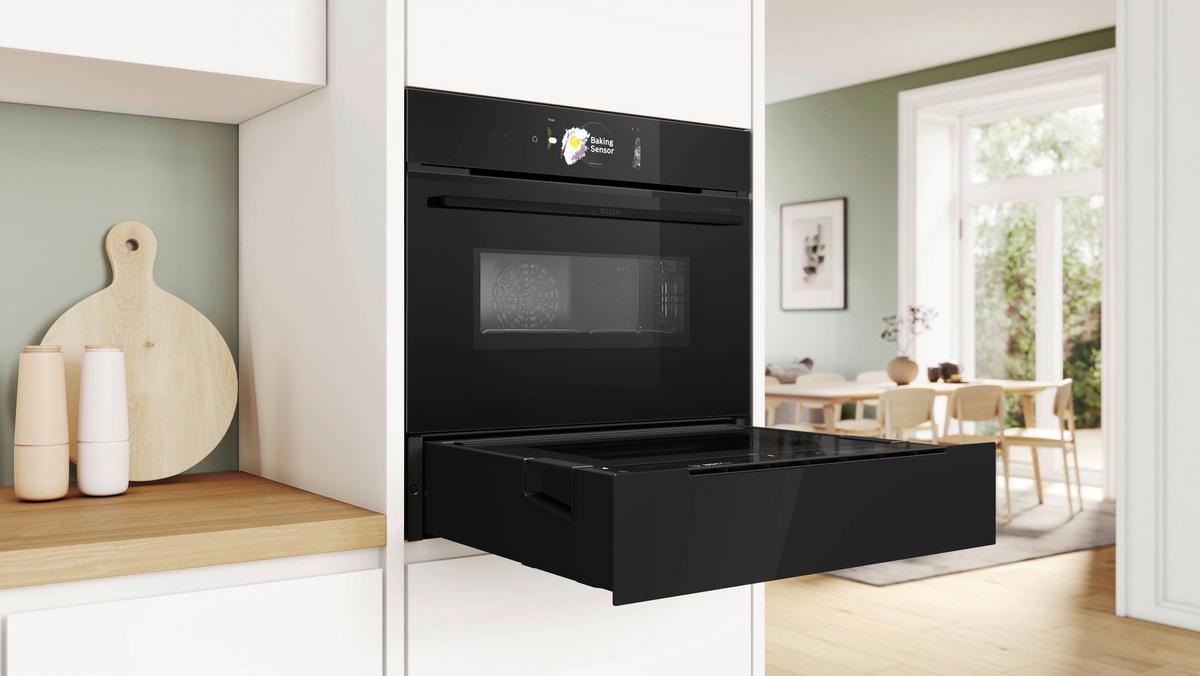 Dampfschublade Schwarz - Schwarz, Metall (59,4/14,1/51,8cm) - Bosch