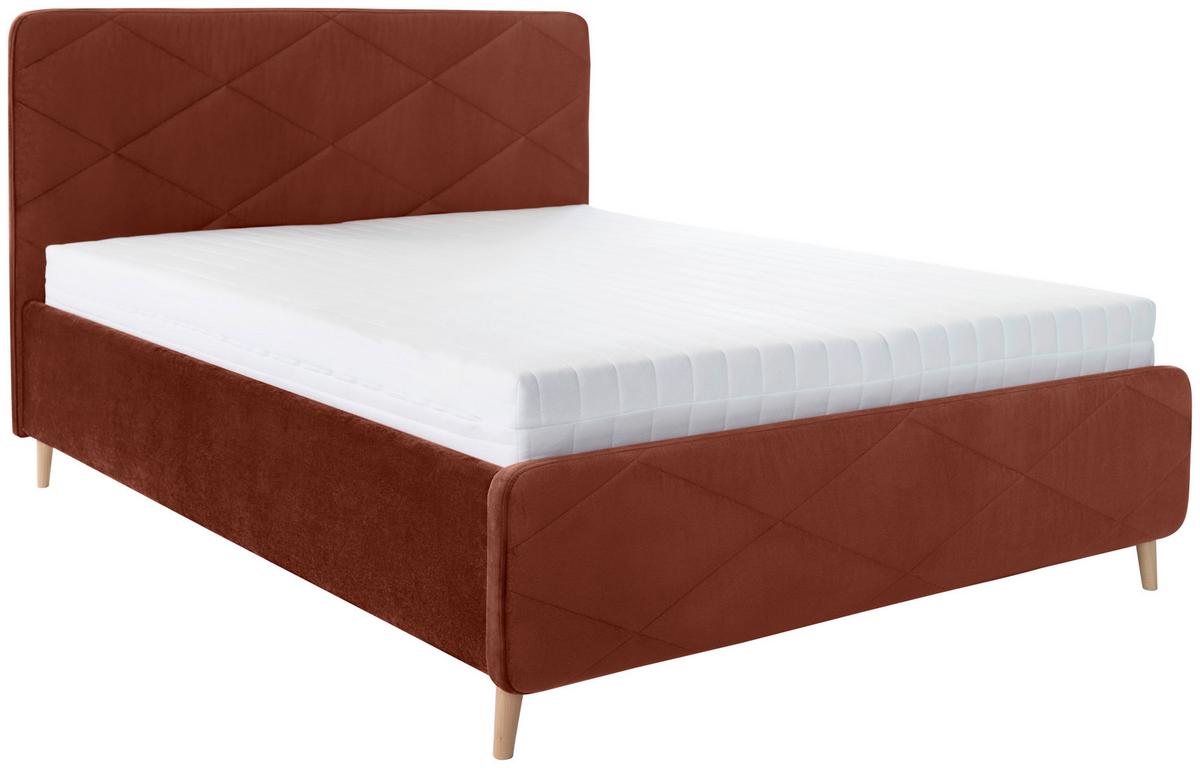 Tapecirani Krevet Rubby - boje hrđe/boje bukve, Moderno, drvni materijal/drvo (140/200cm) - Based