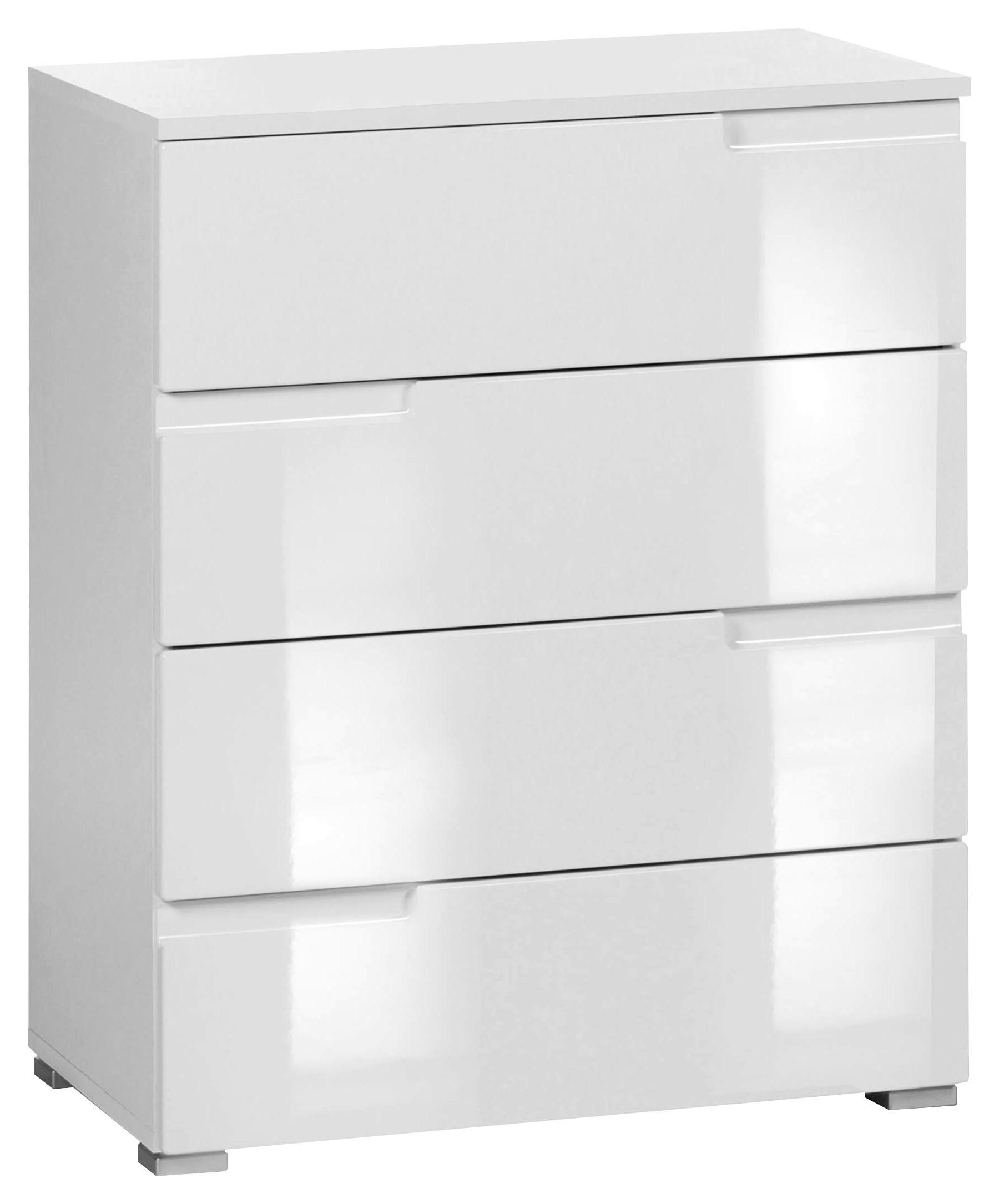 Komoda Moon 1 - bela/bela visoki sjaj, Moderno, pločasti materijal/plastika (65/80/40cm) - Modern Living