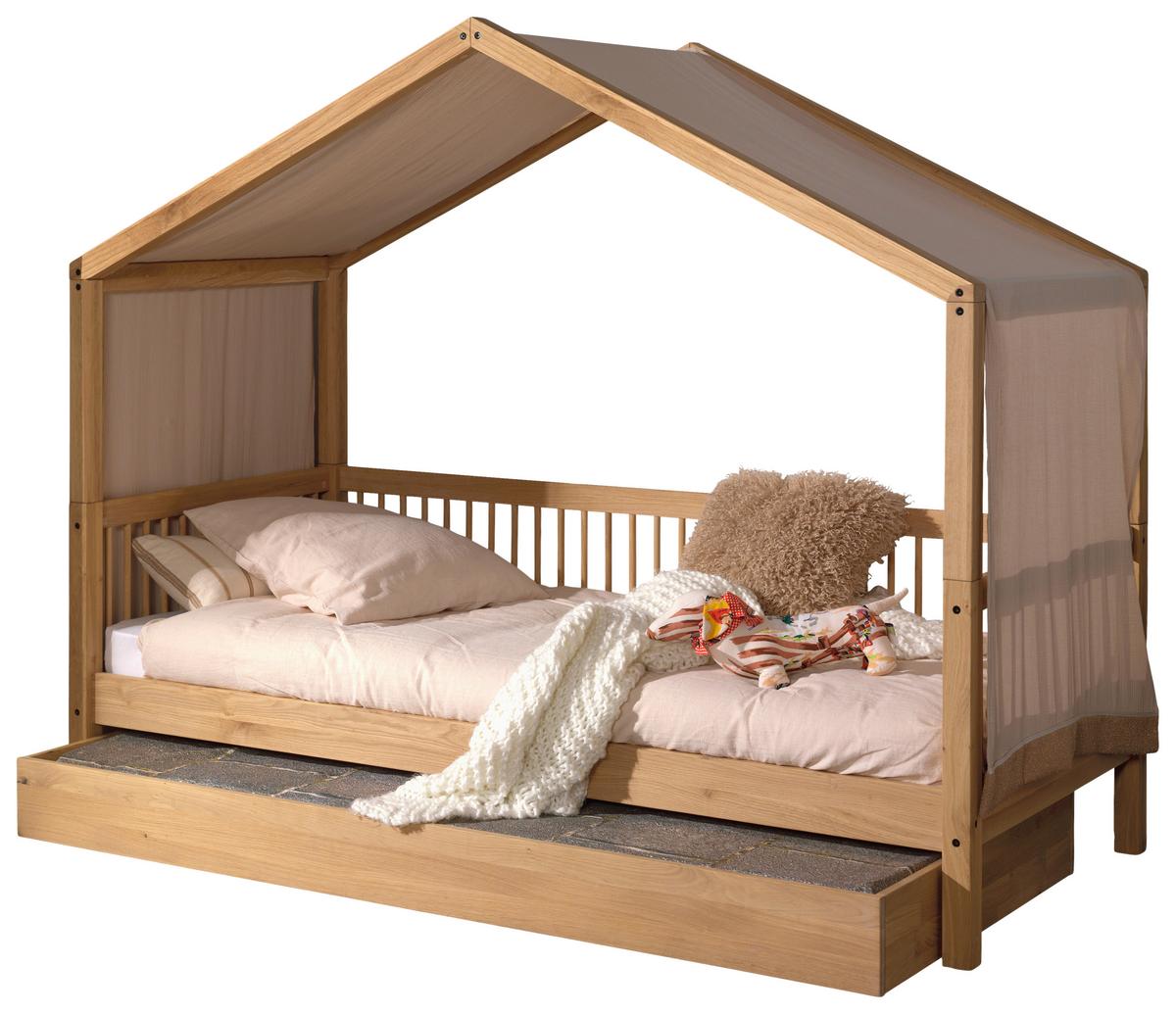 Hausbeett FORREST Naturfarben ca.90x200cm Echtholz, Bettlade - Eichefarben/Naturfarben, MODERN, Holz/Holzwerkstoff (90/200cm) - Vipack