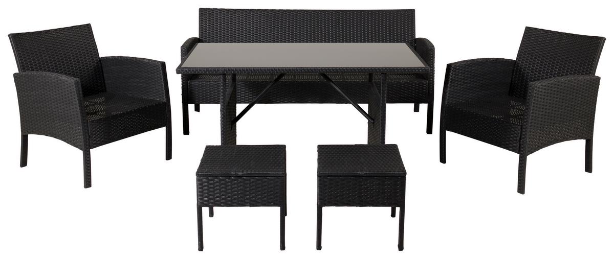 Dining-Loungeset Knock 6-tlg. Grau/Schwarz - Schwarz/Grau, KONVENTIONELL, Kunststoff - Gardenson
