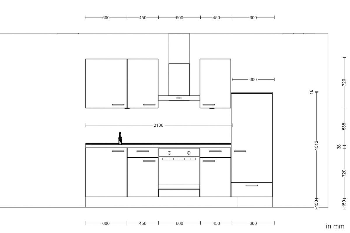 Küchenblock Flash Low m. Geräten Weiß Hochglanz - Edelstahlfarben/Eichefarben, MODERN, Holzwerkstoff/Metall (270cm) - Nobilia