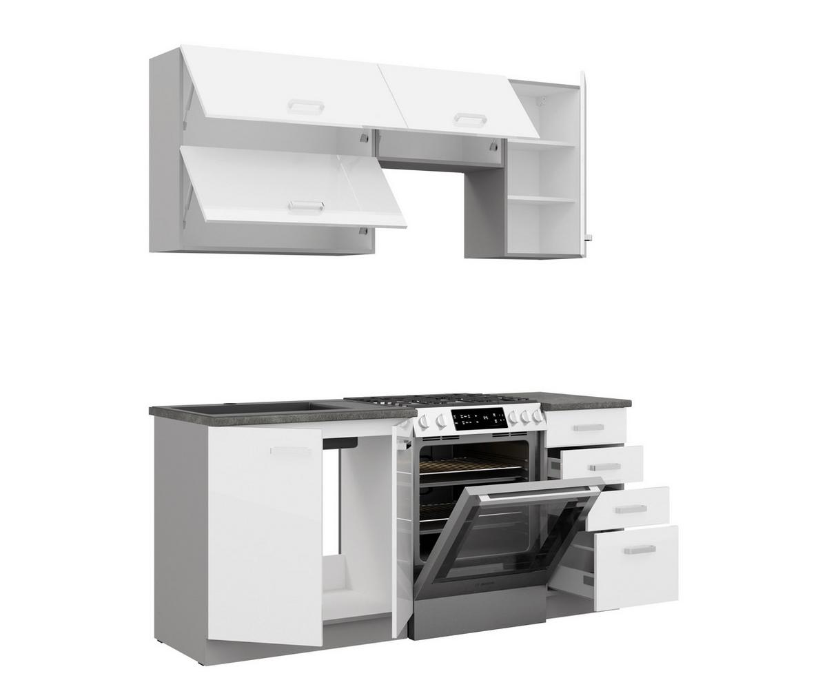 Blok Kuhinja Bianca - boja hroma/siva, Moderno, metal/pločasti materijal (180/214/60cm) - Modern Living