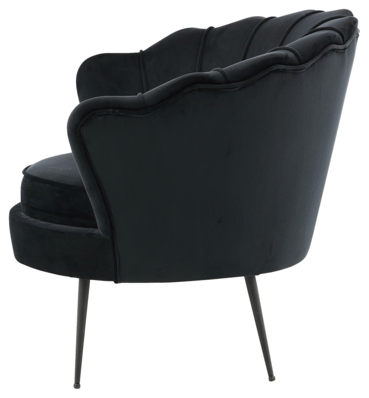 Sessel Calais ca. 83x76 cm Schwarz Samt - Schwarz, Design, Textil/Metall (83/76/77cm) - Livetastic