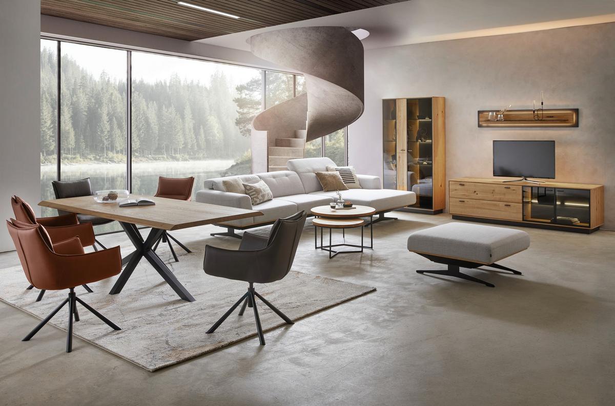 STOLIK KAWOWY MALMÖ - kolor dębowy/czarny, Design, metal/drewno (60/60/37cm) - Linea Natura