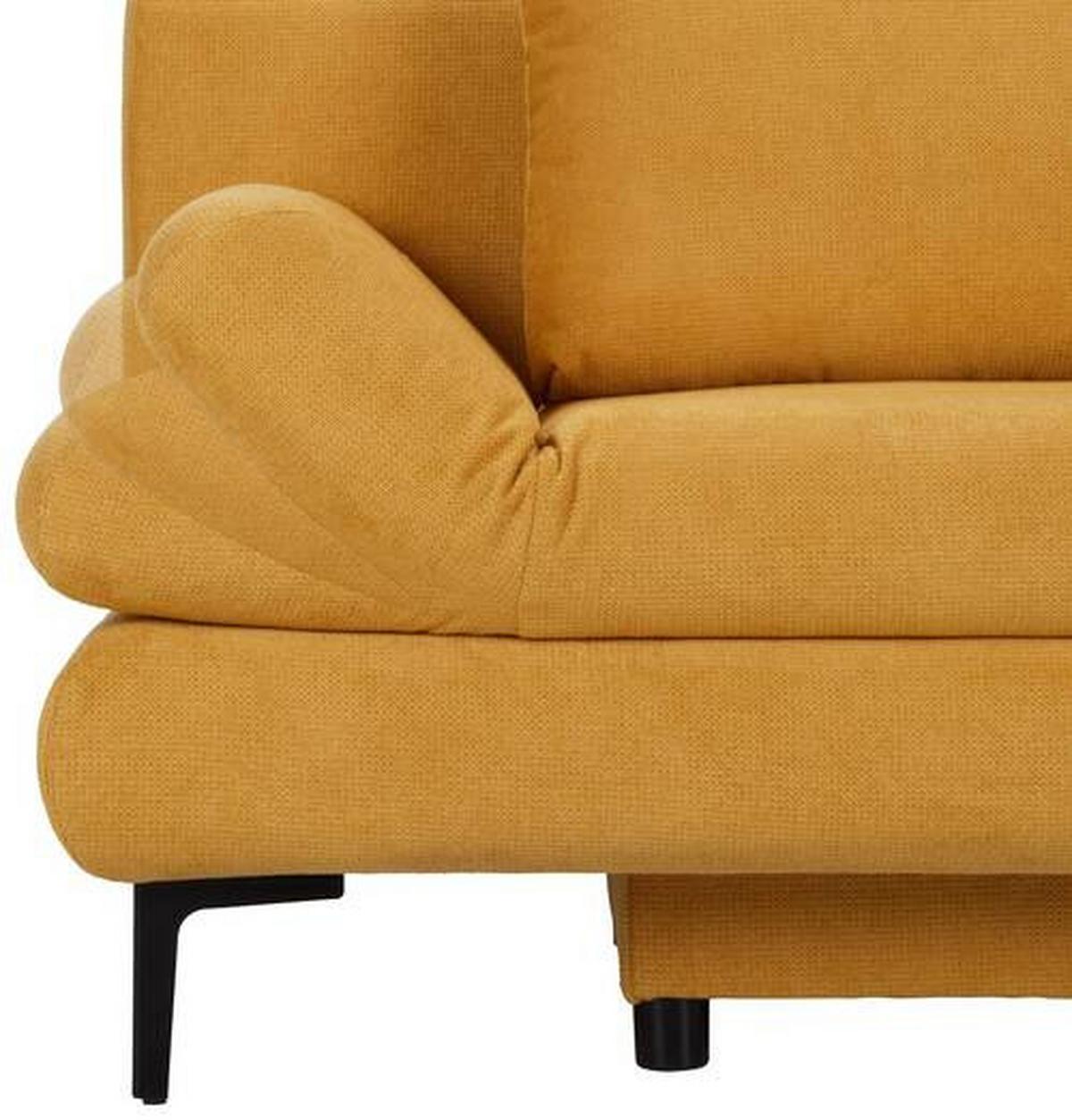 Schlafsofa in Gelb mit Bettfunktion - Gelb/Schwarz, MODERN, Textil (191/42-76/86cm) - Based