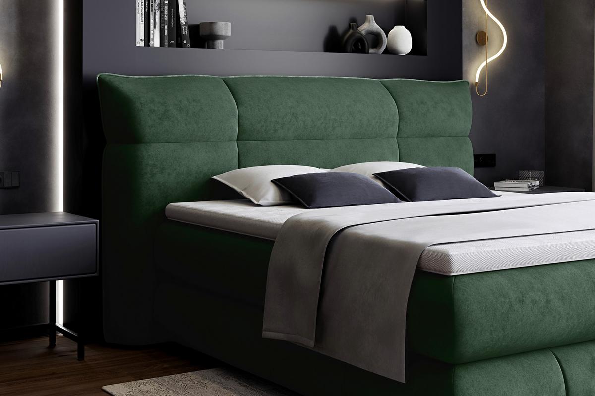 Boxspring Krevet Caramelo - tamno zelena/crna, Trend, tekstil/plastika (140/200cm) - Premium Living