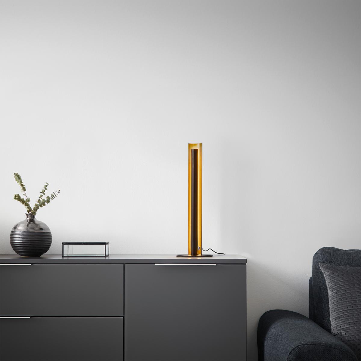 Veioză cu LED GUMO - auriu/negru, Modern, metal (15/47cm) - Mömax
