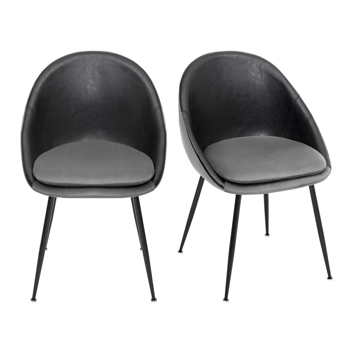 KRZESŁO Z PODŁOKIETNIKAMI ILARIA - czarny/szary, Modern, metal/drewno (55/83/60cm) - Bessagi Home