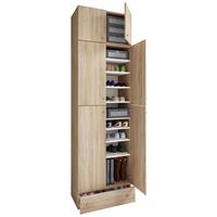 Schuhschrank Lona XXL ca.70x240x39cm Eiche Dekor - Schwarz/Grau, MODERN, Holzwerkstoff/Kunststoff (70/240/39cm) - MID.YOU