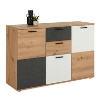 Kommode in Eiche/Alpinweiß/Matera dunkel - MODERN, Holzwerkstoff/Kunststoff (127/85/40cm) - Mömax