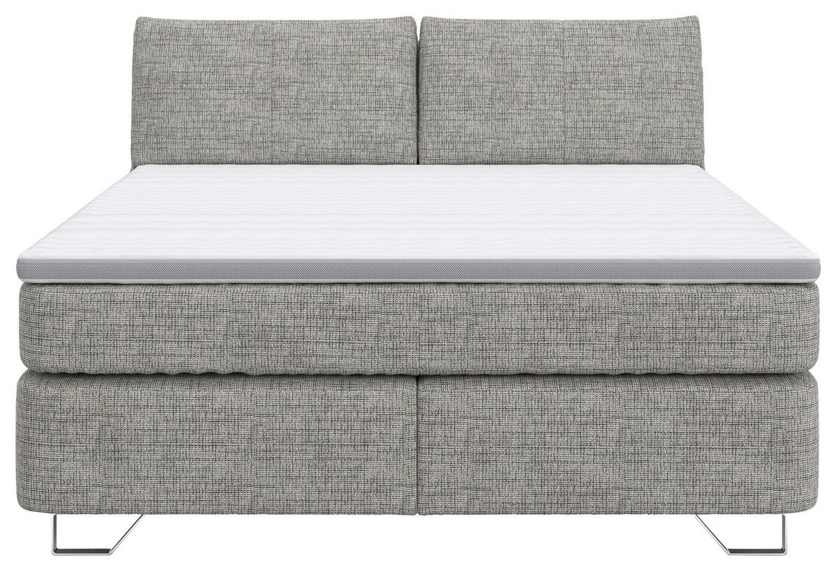 Boxspringbett Tabea Hellgrau ca. 160x200cm - Hellgrau/Alufarben, KONVENTIONELL, Karton/Naturmaterialien (160/200cm) - Mömax