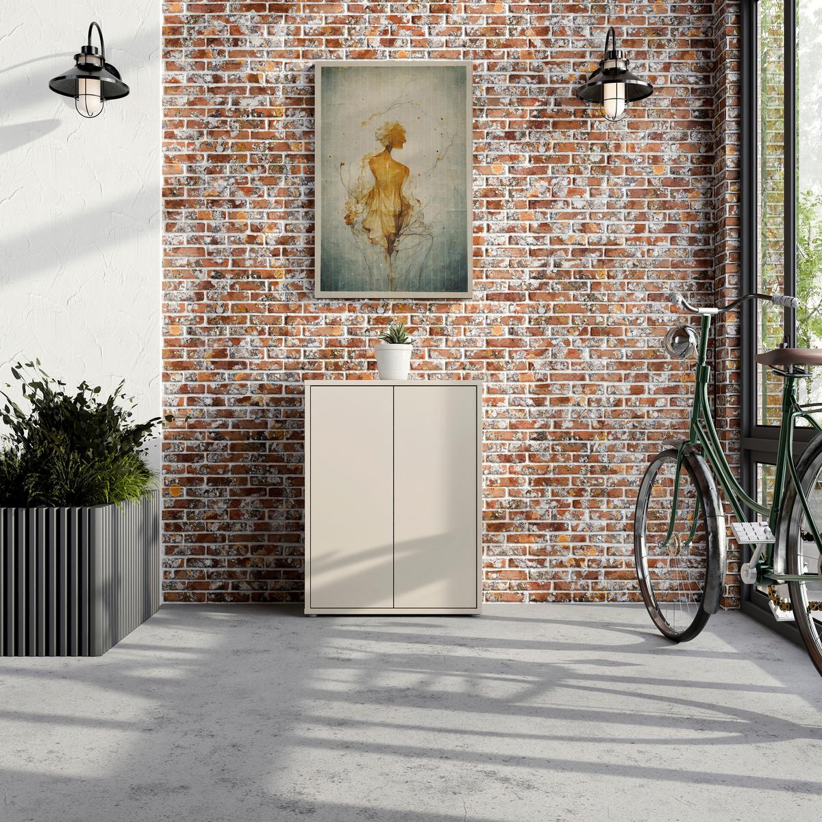 Dulap pentru pantofi ALICE SPRINGS - nisipiu, Modern, material pe bază de lemn (74,5/99,1/34,9cm) - Modern Living