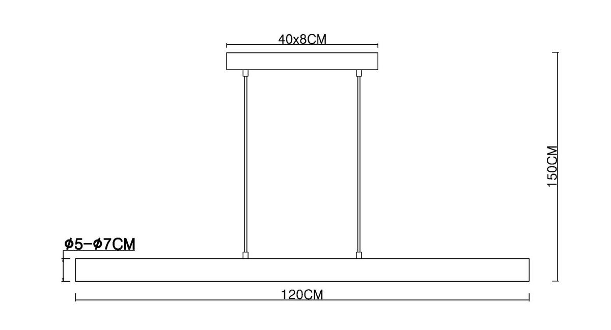 LAMPA WISZĄCA LED LEND - kolor naturalny/czarny, Design, materiał drewnopochodny/metal (120/8/150cm) - Novel