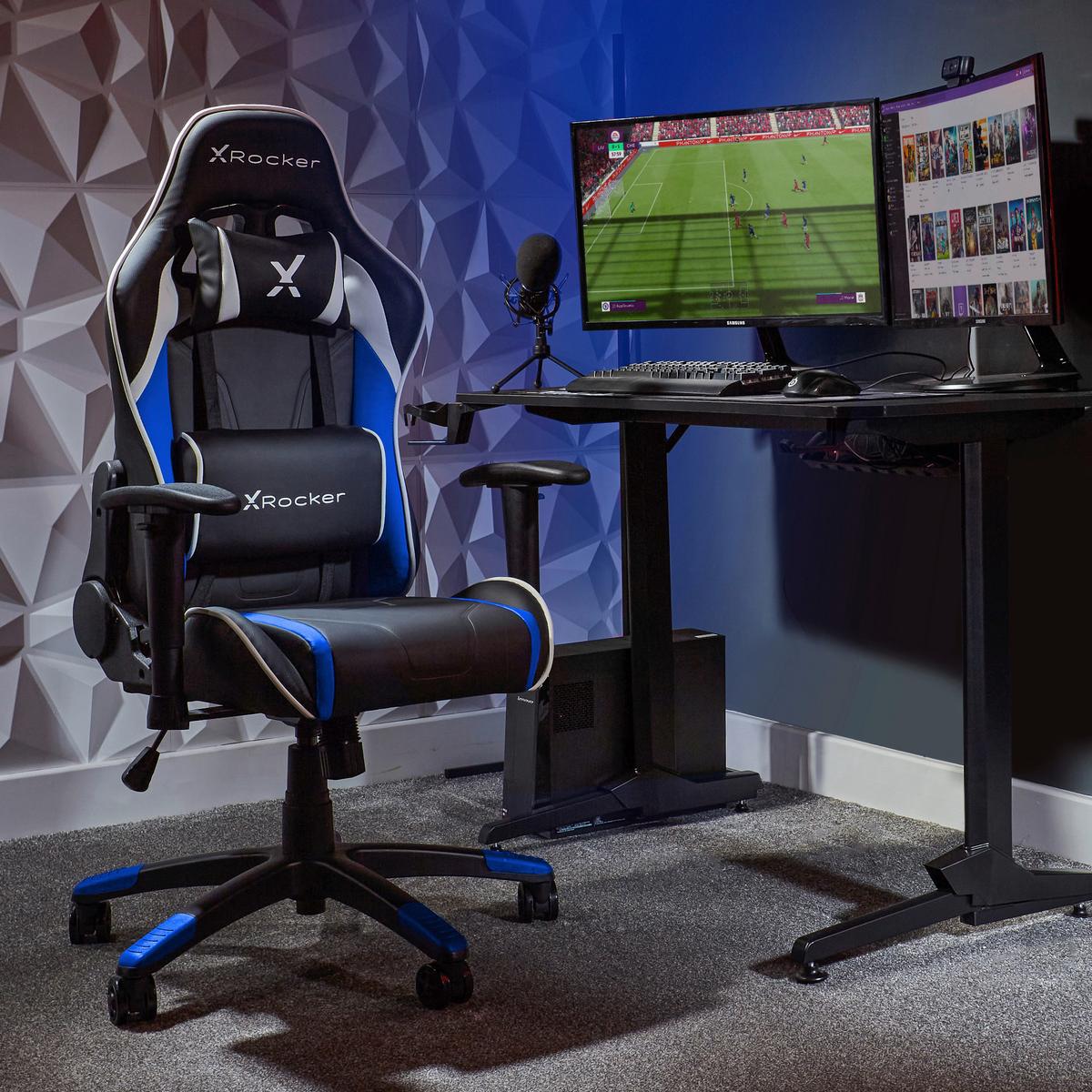 Gamingsessel Agility ca. 55x113x62,5cm Blau/Schwarz - Blau/Schwarz, MODERN, Kunststoff/Textil (55/113/62,5cm) - X Rocker