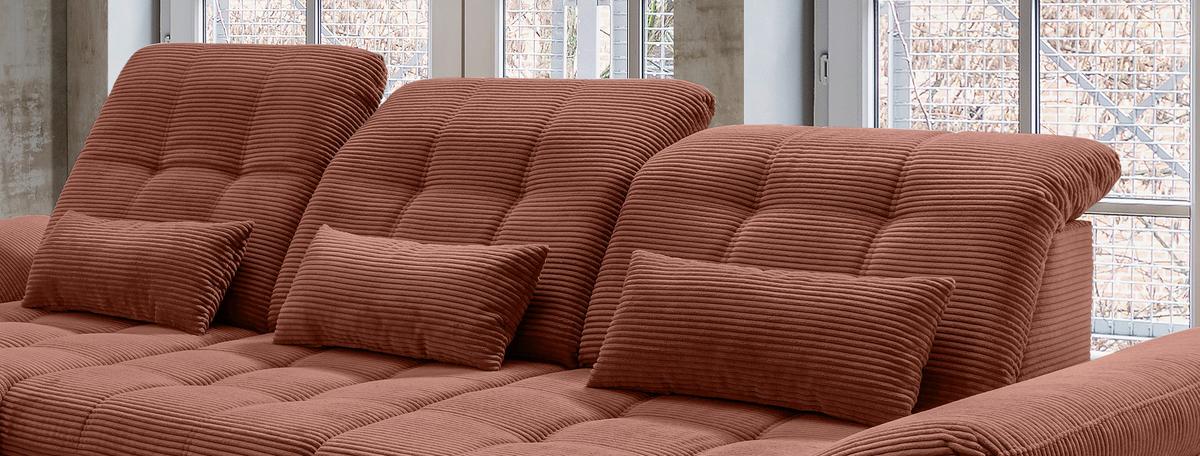 Ecksofa mit Bettkasten Rigatti ca. 184x314 cm Koralle - Koralle/Schwarz, MODERN, Textil/Metall (184/314cm) - Livetastic