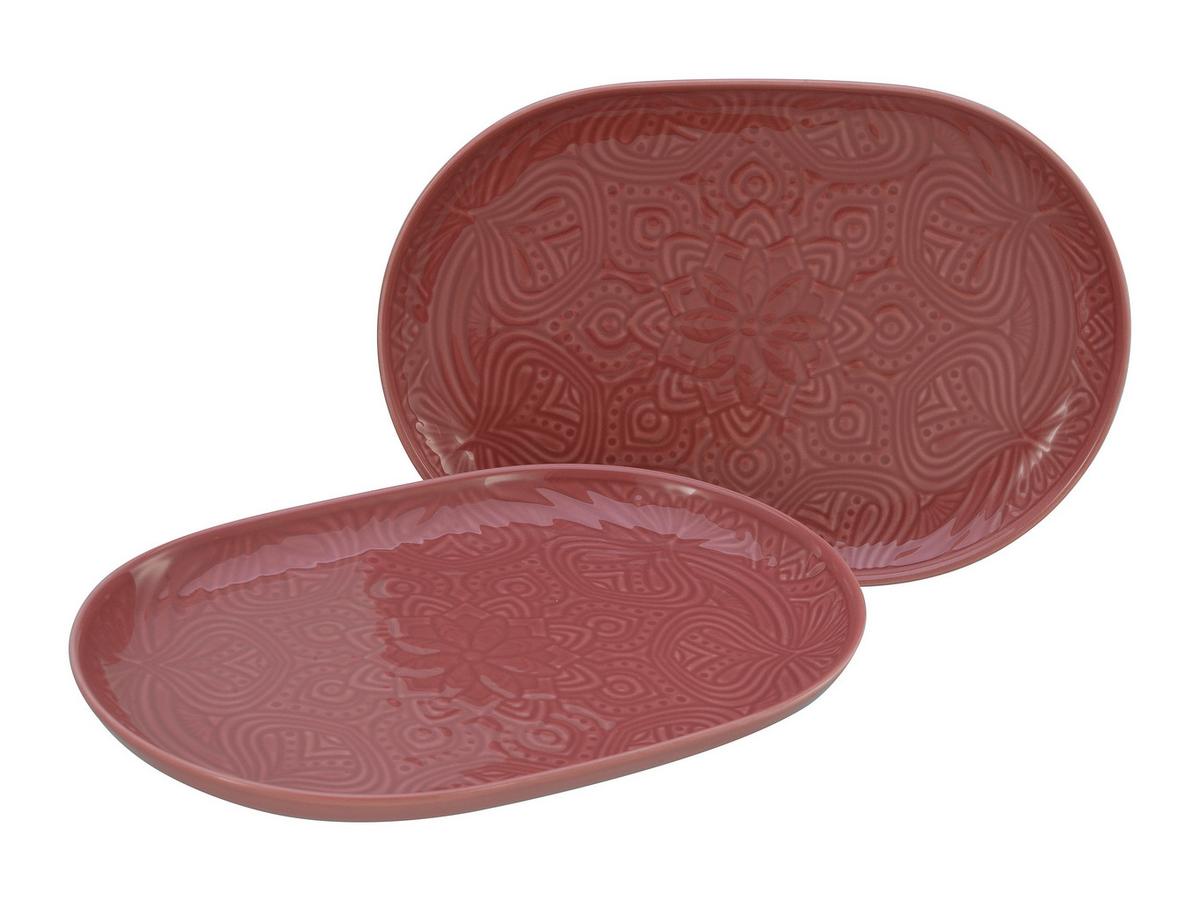 Set Pladnjev Za Serviranje Orient Mandala, 2-Delni - temno roza, Trend, keramika (30/23/7cm) - Creatable