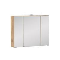 Spiegelschrank Helsinki mit LED 3-türig ca. 80x64x20 cm - Chromfarben, KONVENTIONELL, Glas/Holzwerkstoff (80/64/20cm) - Held