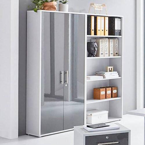 Aktenschrank Office Edition Sw Set 1 hoch Grau - Anthrazit Hochglanz/Grau, MODERN, Holzwerkstoff (168,8/185,6/33cm) - MID.YOU