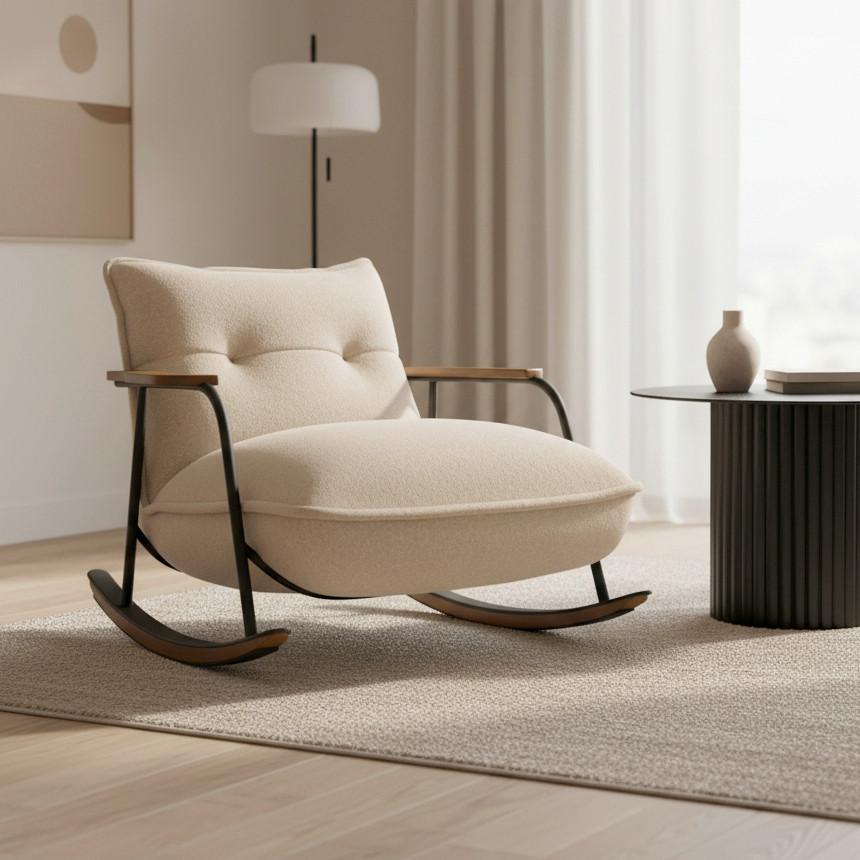 GUNGFÅTÖLJ INES - beige/svart, Modern, metall/trä (89/77/94cm) - Bessagi Home