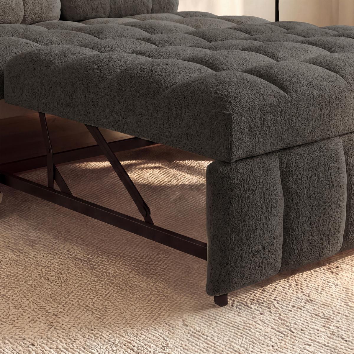 Schlafsofa Liara Webstoff Dunkelgrau - Dunkelgrau/Schwarz, MODERN, Holz/Textil (137/87/110cm) - Bessagi Home