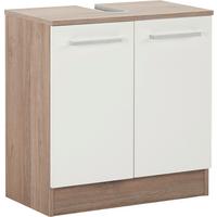 SZAFKA POD UMYWALKĘ ROM - kolor dębowy/biały, Konventionell, materiał drewnopochodny/metal (60/62/33cm) - Carryhome