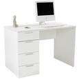 Íróasztal Livona Ii - Fehér, modern, Faalapú anyag (120/75/60cm)