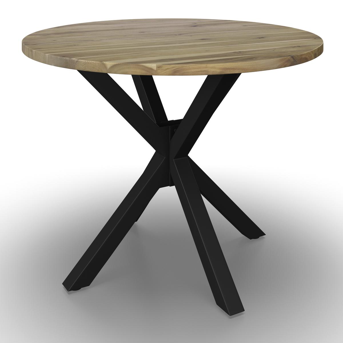 Esstisch rund Gemma Akazie massiv Ø ca. 100 cm - Schwarz/Akaziefarben, MODERN, Holz/Metall (100/76cm) - Bessagi Home