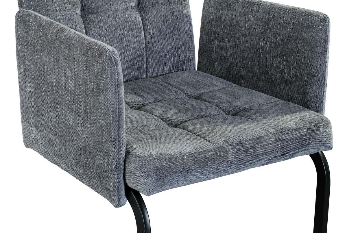 KRZESŁO Z PODŁOKIETNIKAMI BORDAL - jasnoszary/czarny, Modern, metal/tkanina (52/91/59,5cm) - MID.YOU