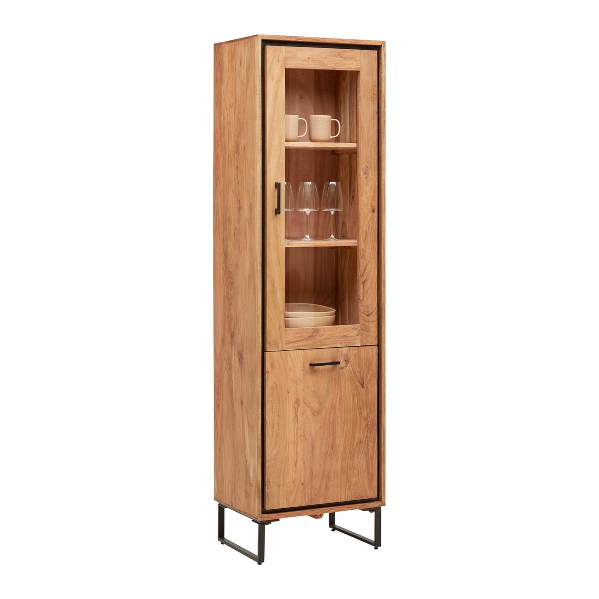 Vitrin Shiva - akáciaszínű/fekete, Modern, fém/fa (55/195/40cm) - Zandiara