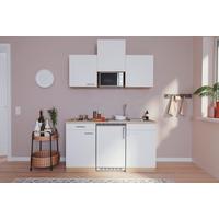 Miniküche Economy m. Geräten B: ca. 150cm Weiß/Eichefarben - Eichefarben/Weiß, Basics, Holzwerkstoff (150cm) - Respekta