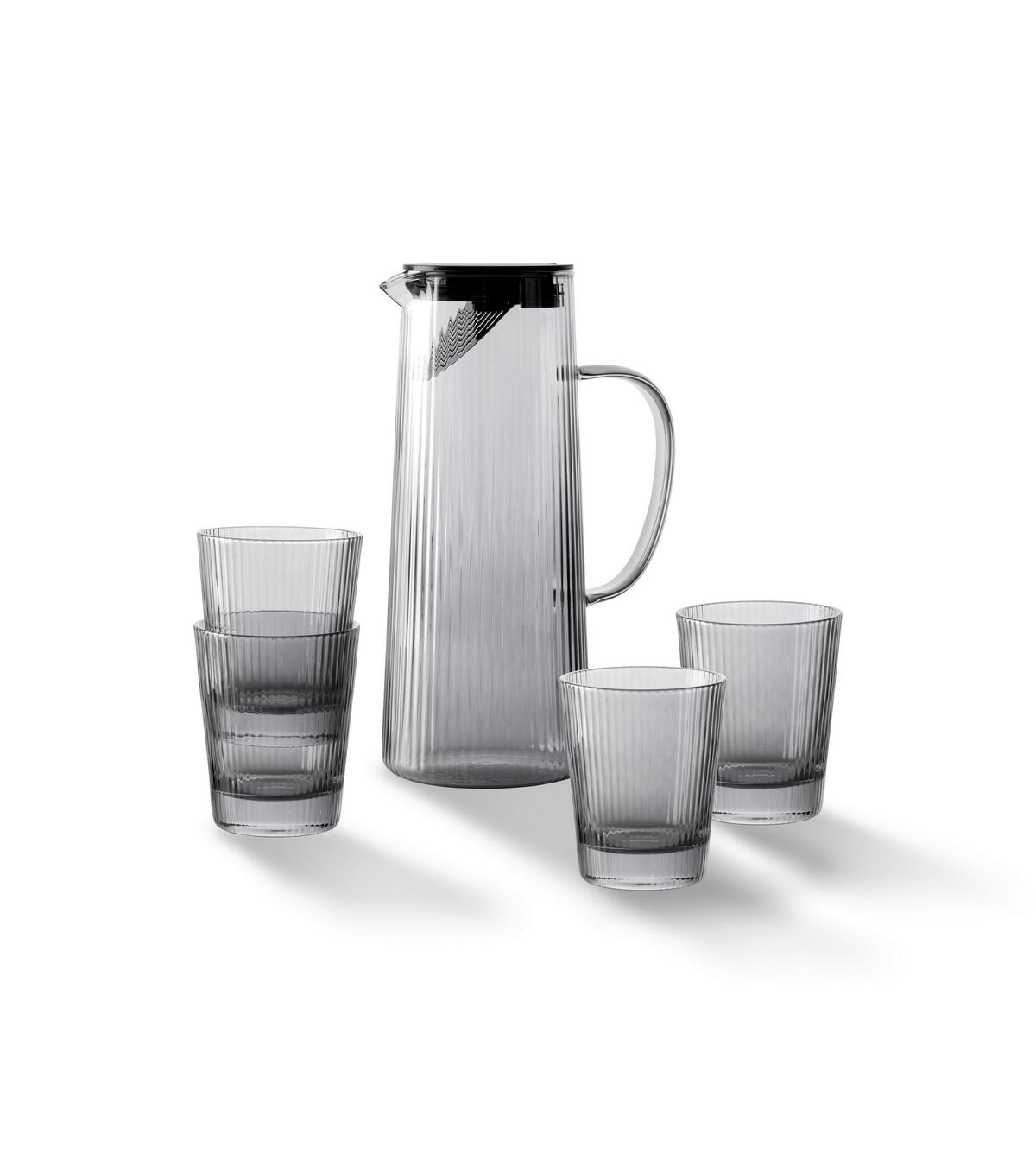 Set Kozarcev Black - siva, Konvencionalno, steklo - Mömax