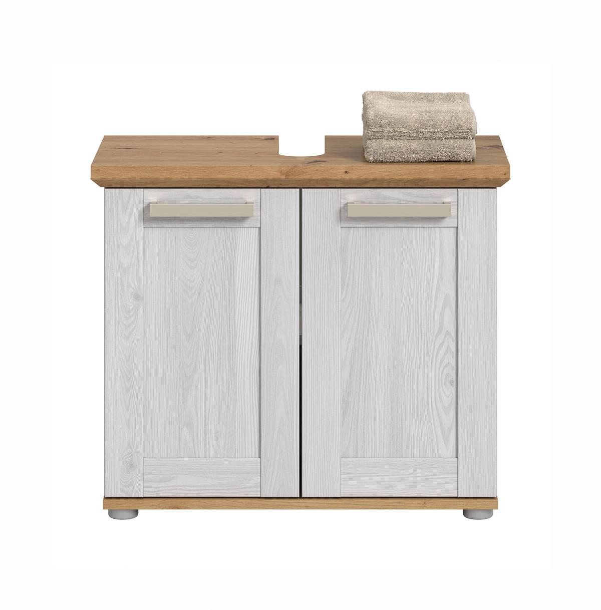 Waschbeckenunterschrank Verona Lärchenfarben/Eiche Artisan - Silberfarben/Lärchefarben, Trend, Holzwerkstoff/Kunststoff (69/59/34cm) - MID.YOU