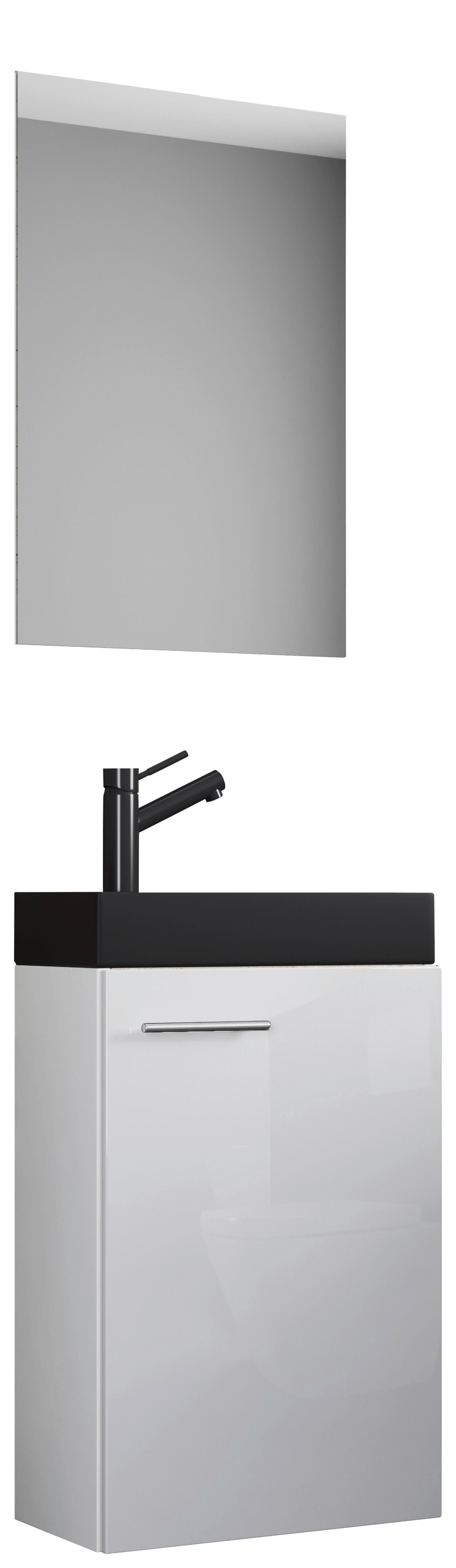 Gästebad Slito Bl - Weiss/Silberfarben, Modern, Glas/Keramik (41cm) - MID.YOU