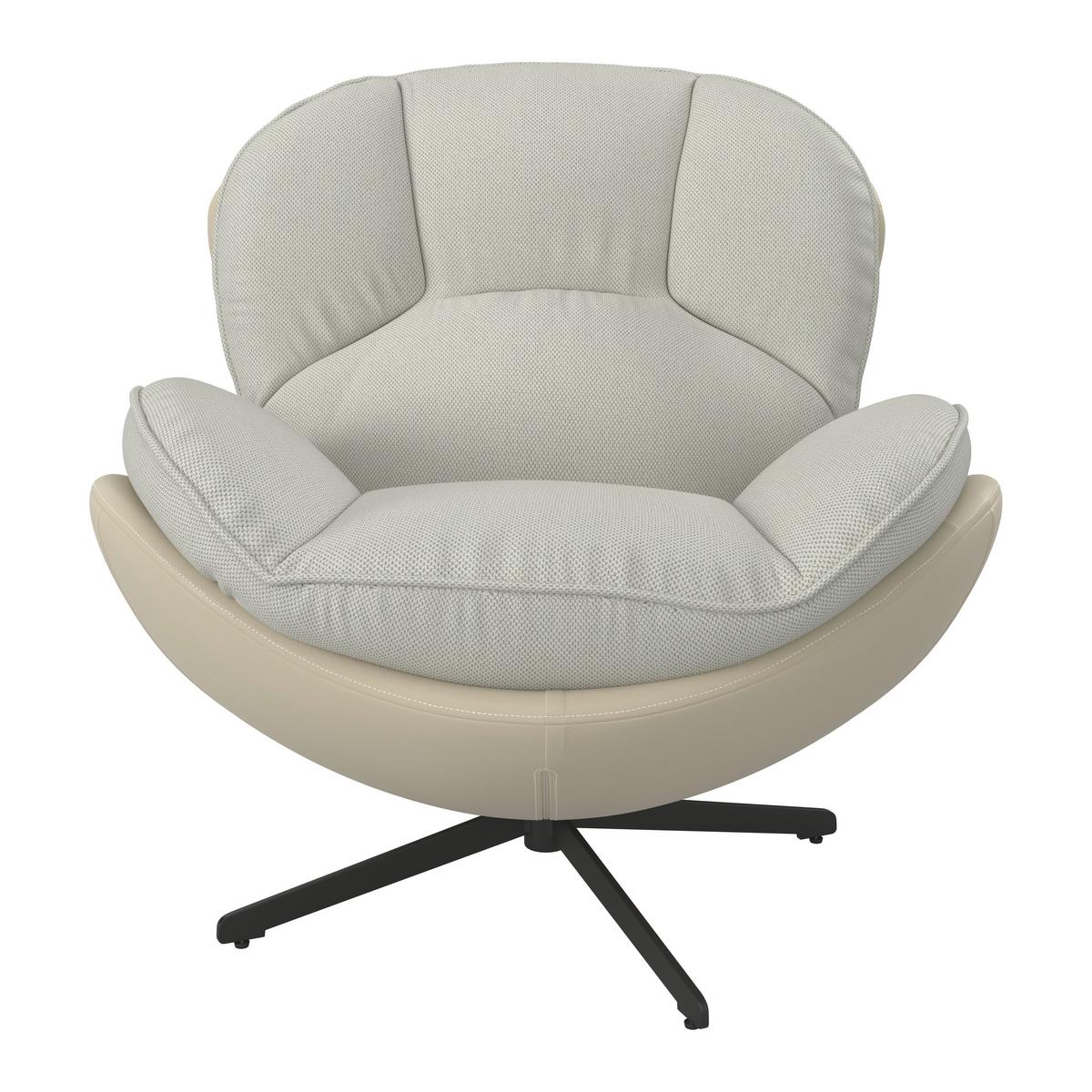 Relaxsessel Ina Webstoff/Lederlook Beige - Beige/Schwarz, MODERN, Textil/Metall (98/86/105cm) - Bessagi Home