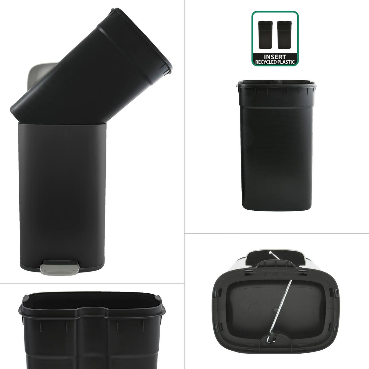 Treteimer Akira Matt-Black - Schwarz, Basics, Kunststoff/Metall (42,7/29,7/64,3cm) - Spirella