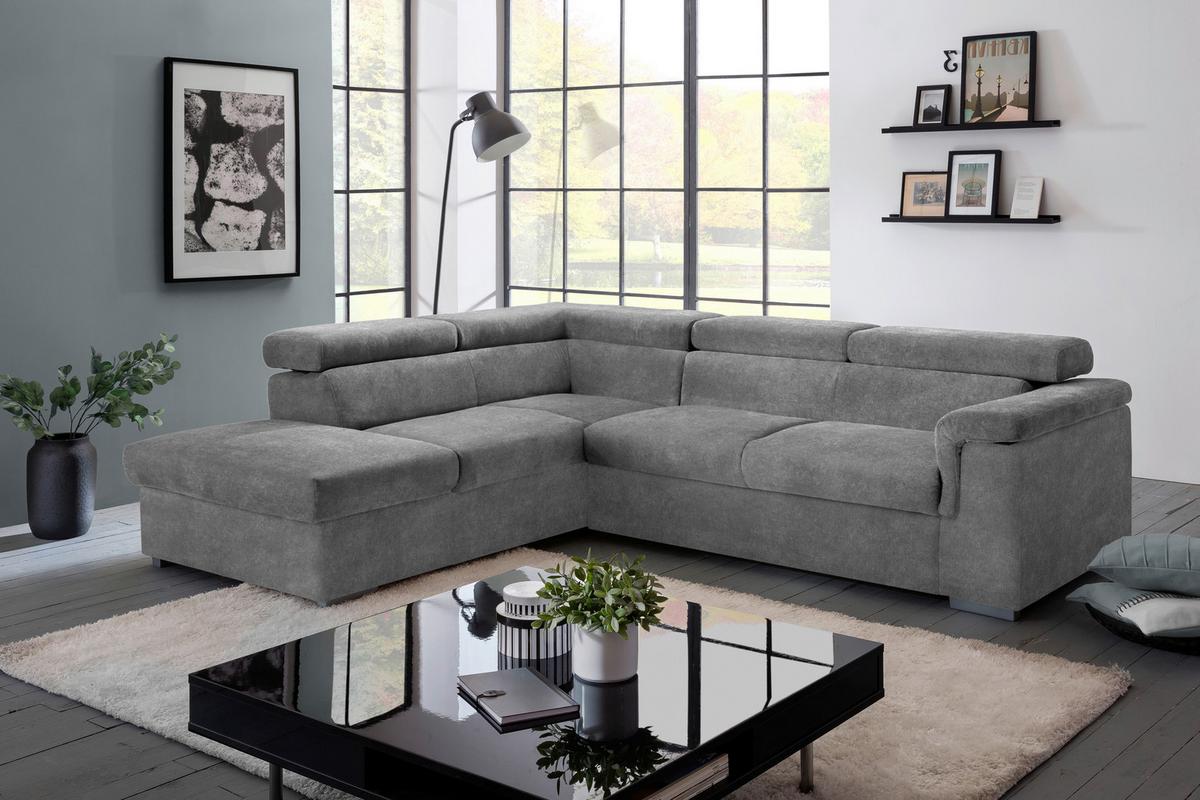 Wohnlandschaft "Milla" , Grau ca. 217x252 cm - Grau, Basics, Holz/Textil (217/252cm) - MID.YOU