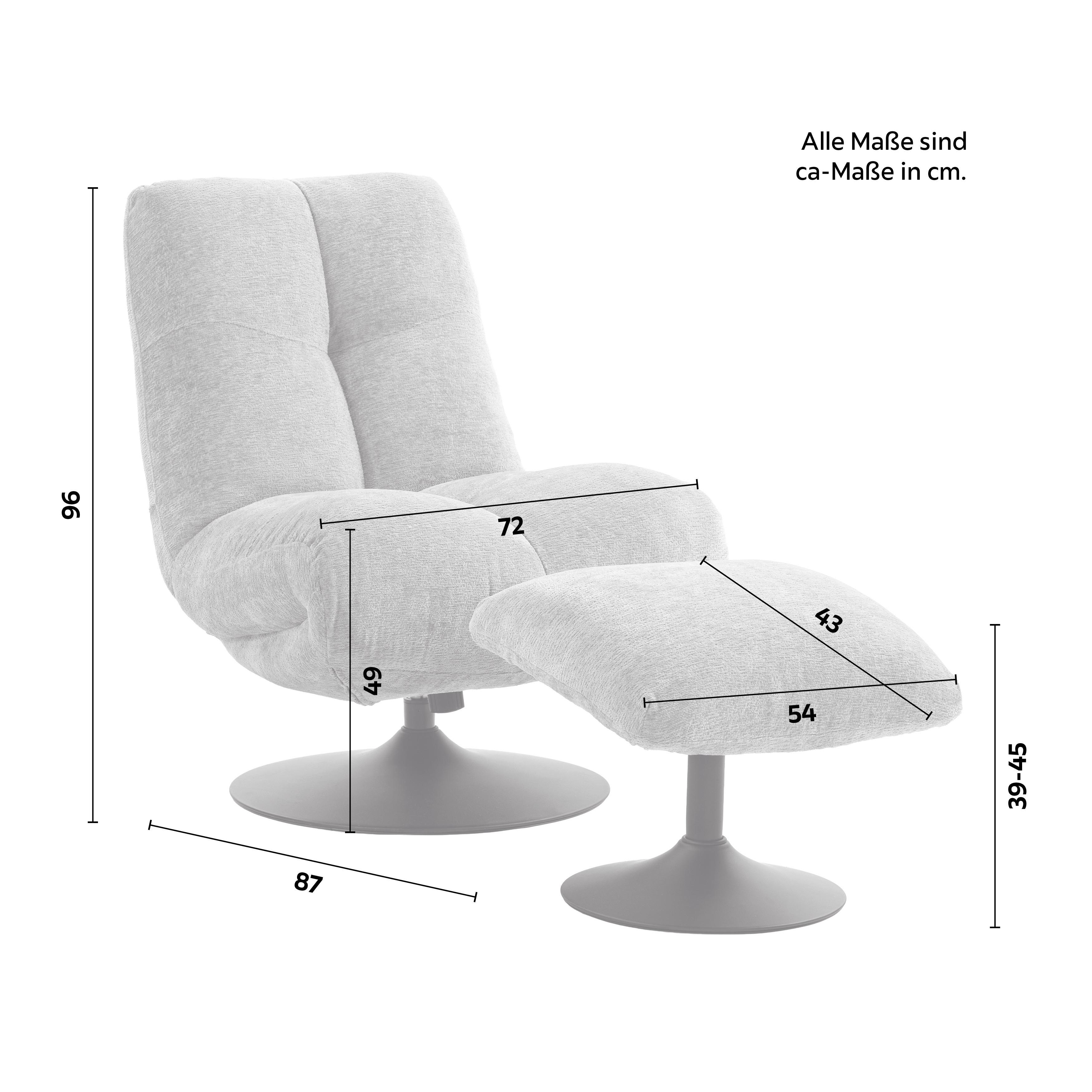 FÅTÖLJ ALMA - ljusgrå/svart, Modern, metall/textil (72/96/87cm) - Bessagi Home
