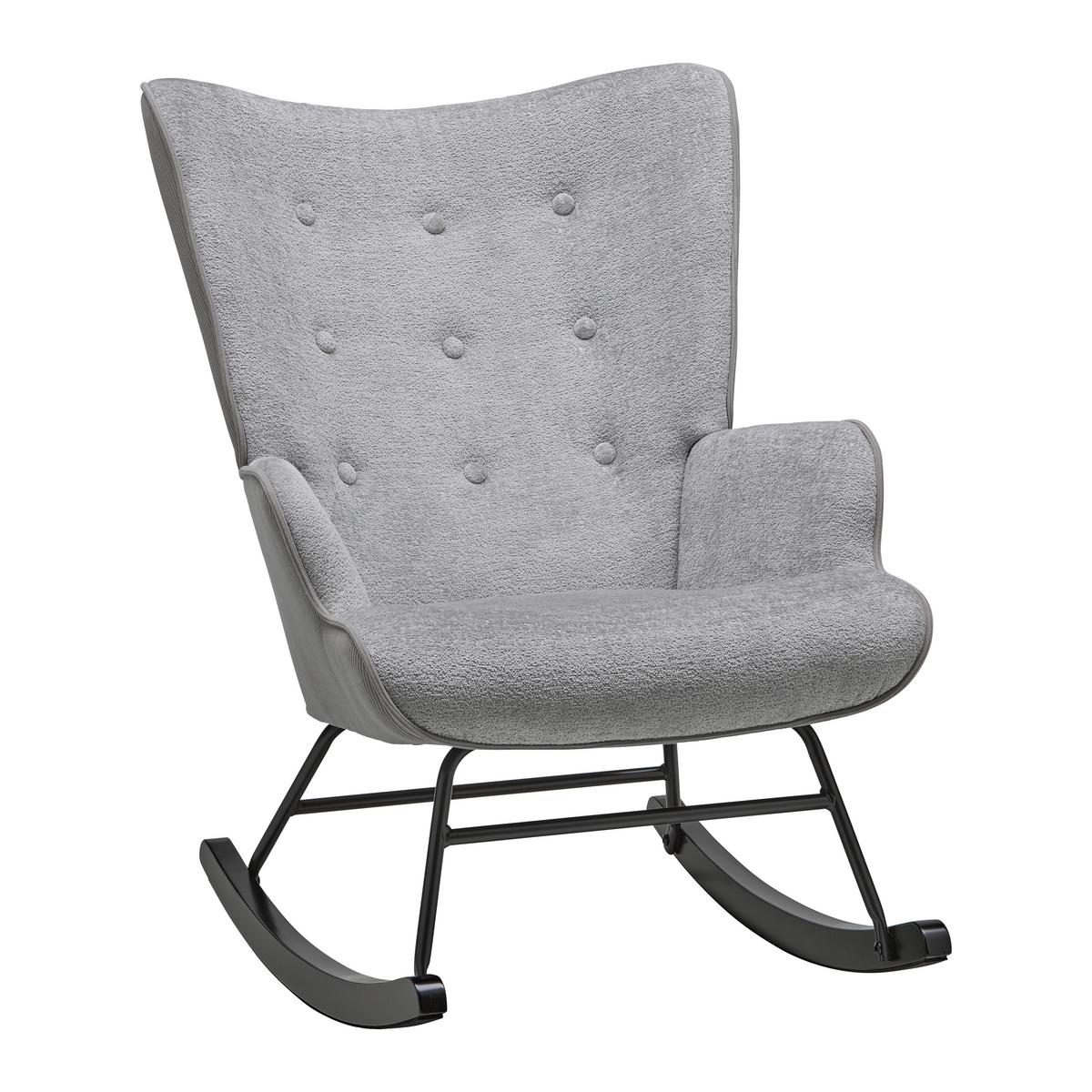 Schaukelstuhl Rock Grau/Schwarz - Schwarz/Grau, MODERN, Holz/Textil (66/90/77cm) - Mömax