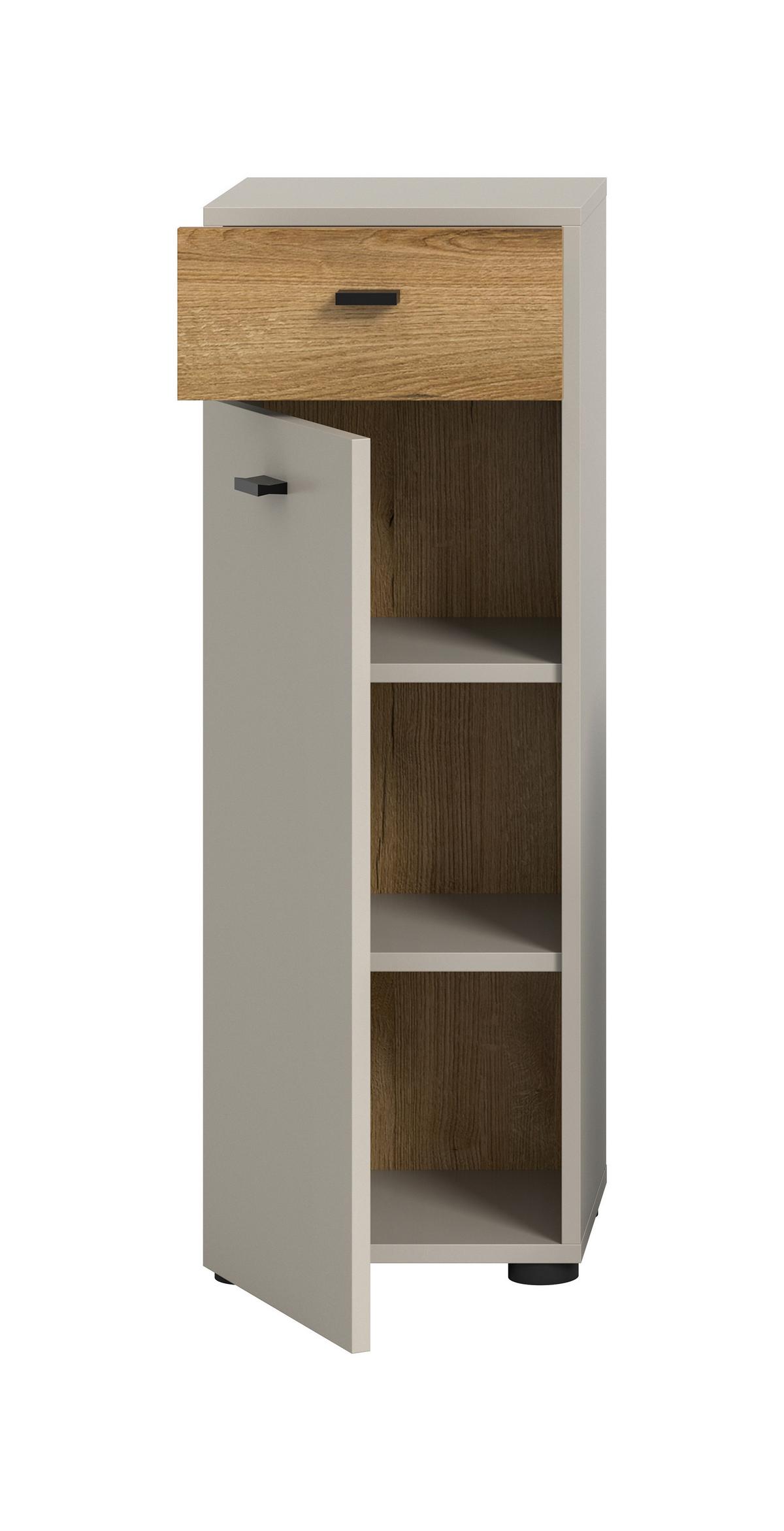 Midischrank Aqua Kaschmir - Kaschmir/Eichefarben, Trend, Holzwerkstoff/Kunststoff (32/91/30cm) - MID.YOU