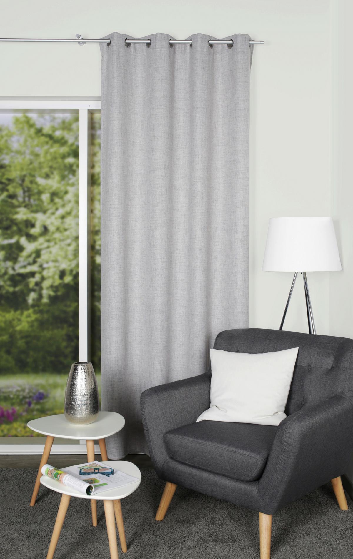 ZASŁONA NA PRZELOTKACH LINORA - szary, Basics, tkanina (140/145cm)