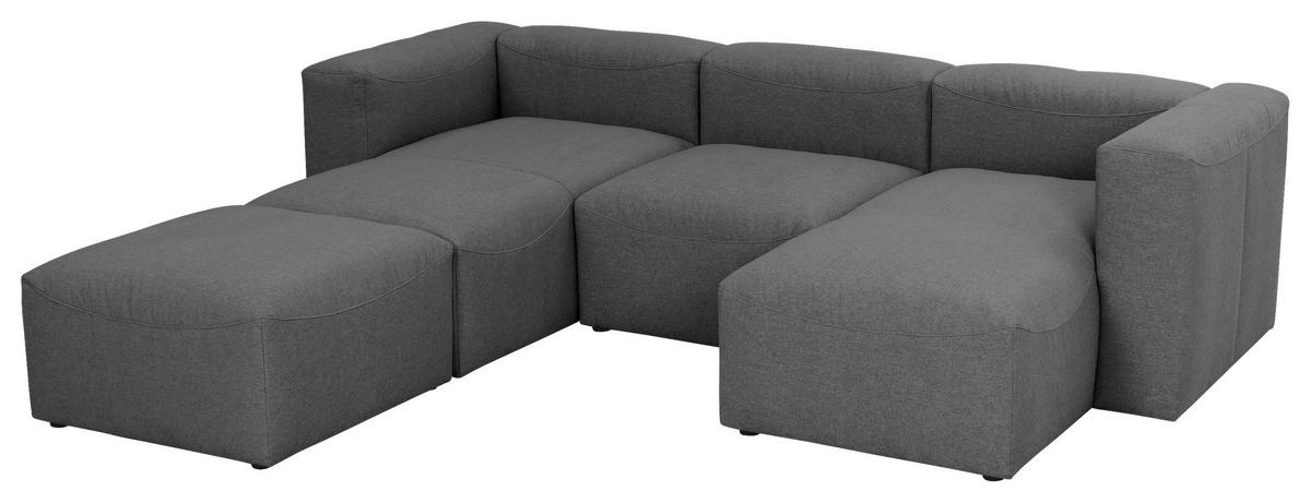 Wohnlandschaft Lena Anthrazit Flachgewebe - Anthrazit, Design, Kunststoff/Textil (235/275/160cm) - Max Winzer