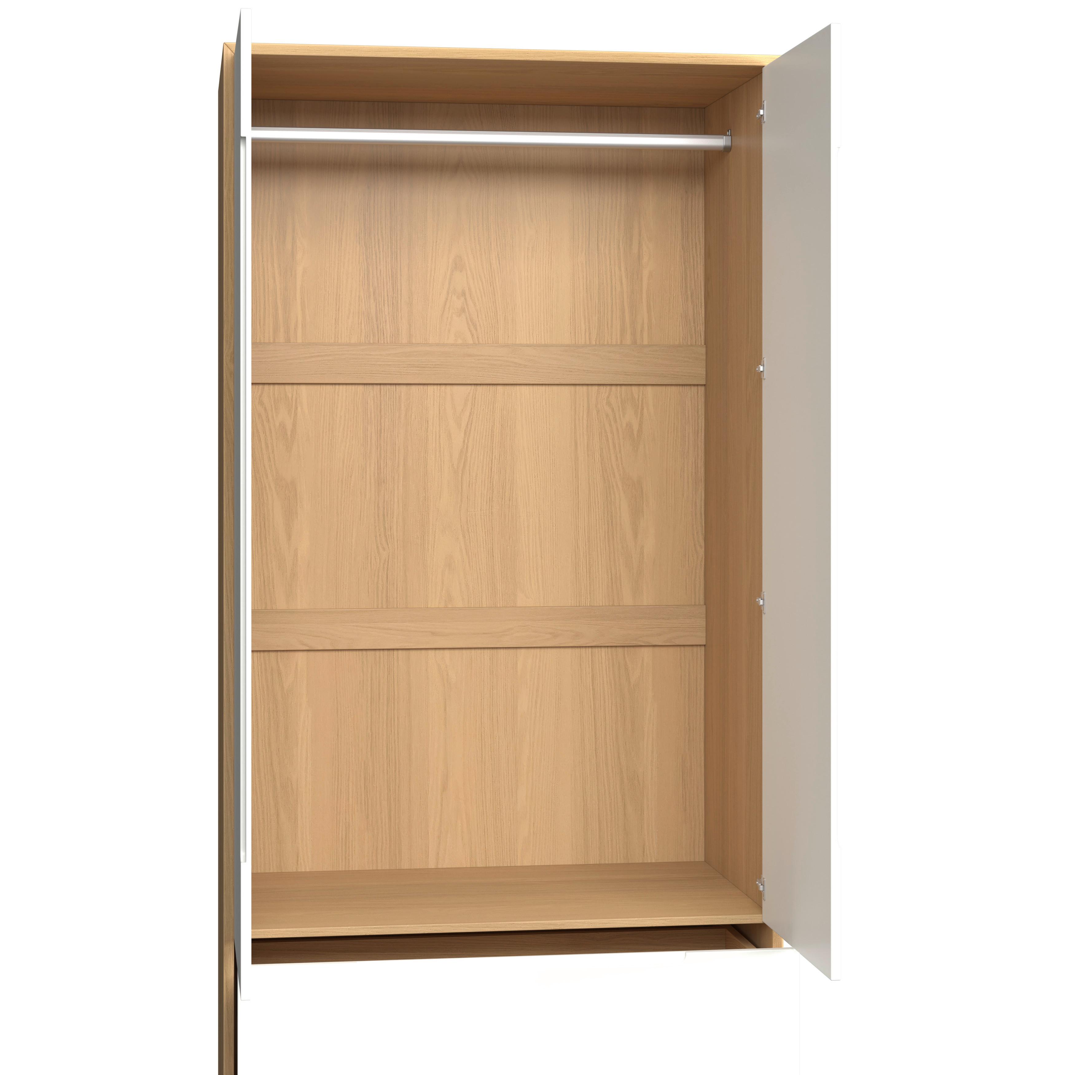 GARDEROB MARLO - vit/ekfärgad, Modern, trämaterial/trä (100/223/60cm) - Bessagi Home